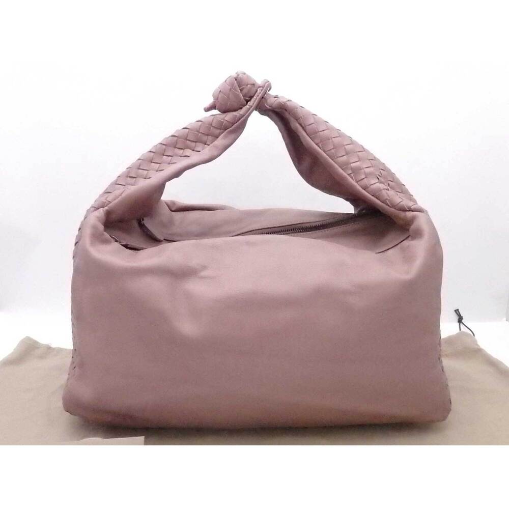 Bottega Veneta shoulder bag pink brown intrecciato leather